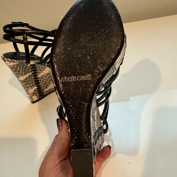 Roberto Cavalli Strappy Platform Wedges - Picture 10 of 13